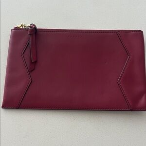 Sandro Deep Red Leather Wristlet